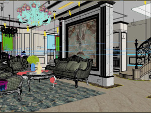 villa livingroom luxury 3D मॉडल