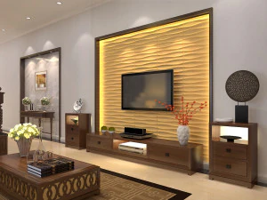 लिविंग रूम और डाइनिंग रूम एशियाई 3D मॉडल