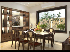 लिविंग रूम और डाइनिंग रूम एशियाई 3D मॉडल