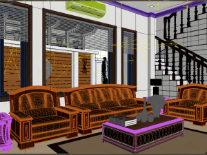 लिविंग रूम और डाइनिंग रूम एशियाई 3D मॉडल