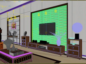 लिविंग रूम और डाइनिंग रूम एशियाई 3D मॉडल