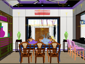 livingroom and diningroom asian 3D मॉडल