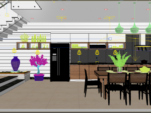diningroom and livingroom tropical 3D Model