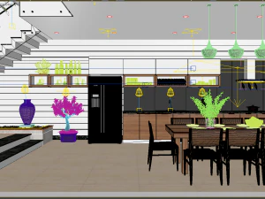 diningroom and livingroom tropical 3D Model