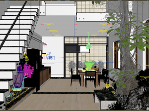 diningroom and livingroom tropical 3D Model