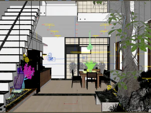 diningroom and livingroom tropical 3D Model