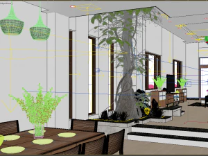 diningroom and livingroom tropical 3D Model