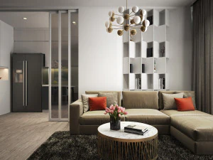 अपार्टमेंट लिविंग रूम आधुनिक 3D मॉडल