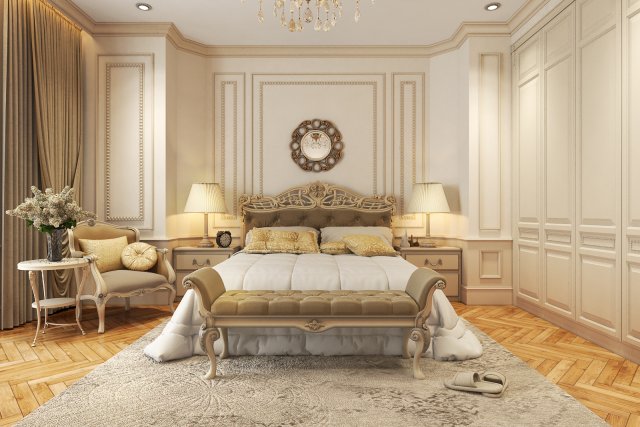 villa bedrom classical 3D-Modell .c4d .max .obj .3ds .fbx .stl .blend 