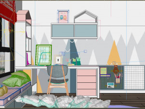 apartment kid bedroom modern 3D 모델