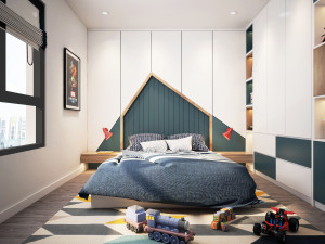 apartment kid bedroom blue 3D मॉडल