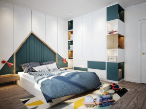 apartment kid bedroom blue 3D Model