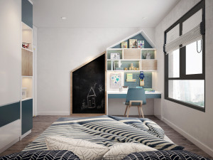 apartment kid bedroom blue 3D Model