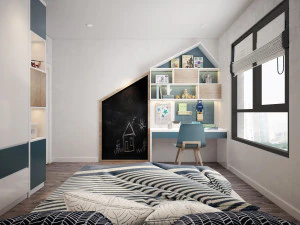 apartment kid bedroom blue 3D Model