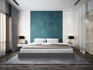 biała luksusowa sypialnia i łazienka Model 3D