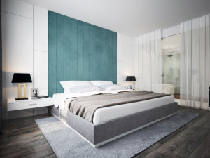 white bedroom and bathroom luxury Modelo 3D