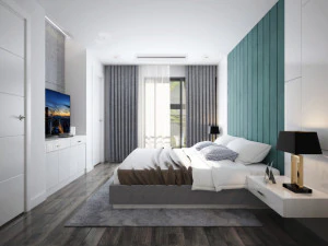 white bedroom and bathroom luxury 3D Model