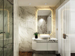 white bedroom and bathroom luxury 3D Model
