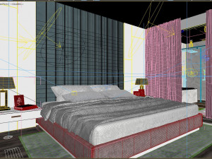 white bedroom and bathroom luxury Modelo 3D