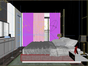 white bedroom and bathroom luxury Modelo 3D