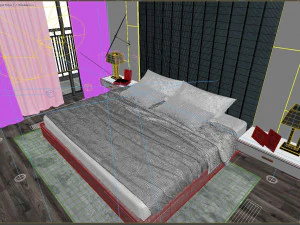 white bedroom and bathroom luxury 3D Model