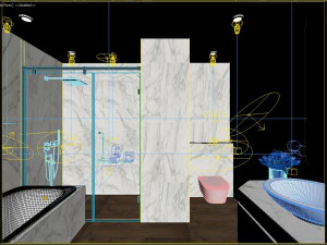 white bedroom and bathroom luxury 3D Model