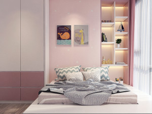 girl bedroom pink 3D Model