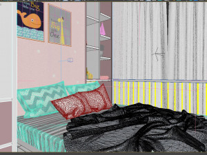 girl bedroom pink 3D Model