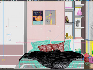 girl bedroom pink 3D Model