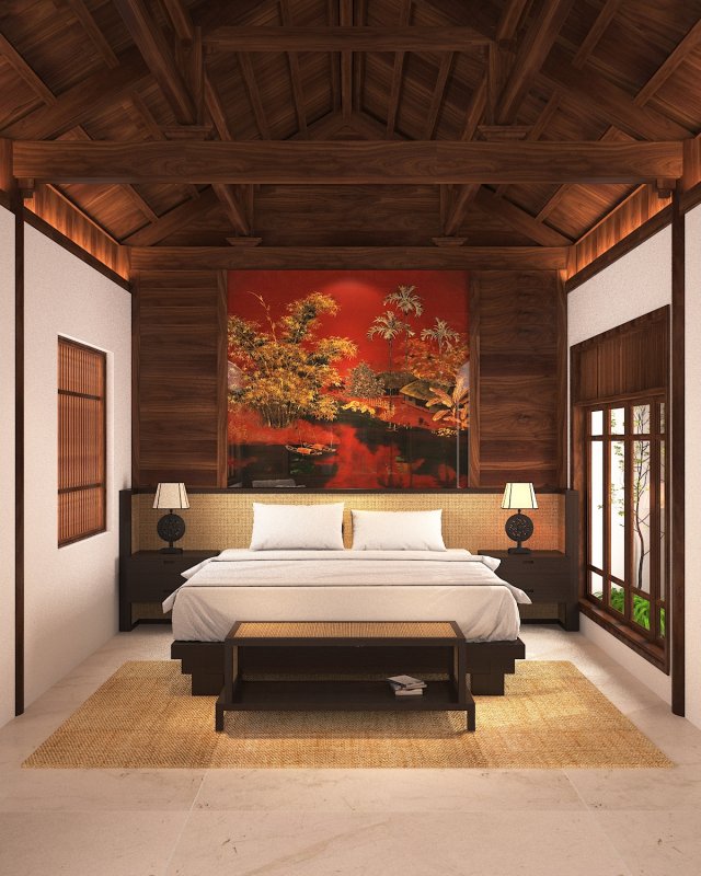 bedroom tropical 3D Model .c4d .max .obj .3ds .fbx .stl .blend 