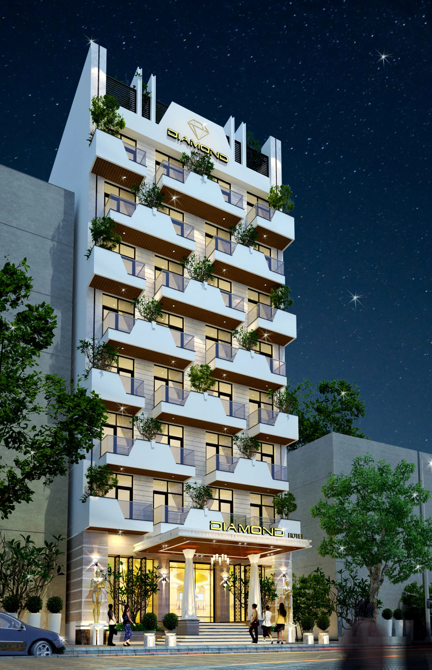 Hotel Architecture 3D Model .c4d .max .obj .3ds .fbx .stl .blend