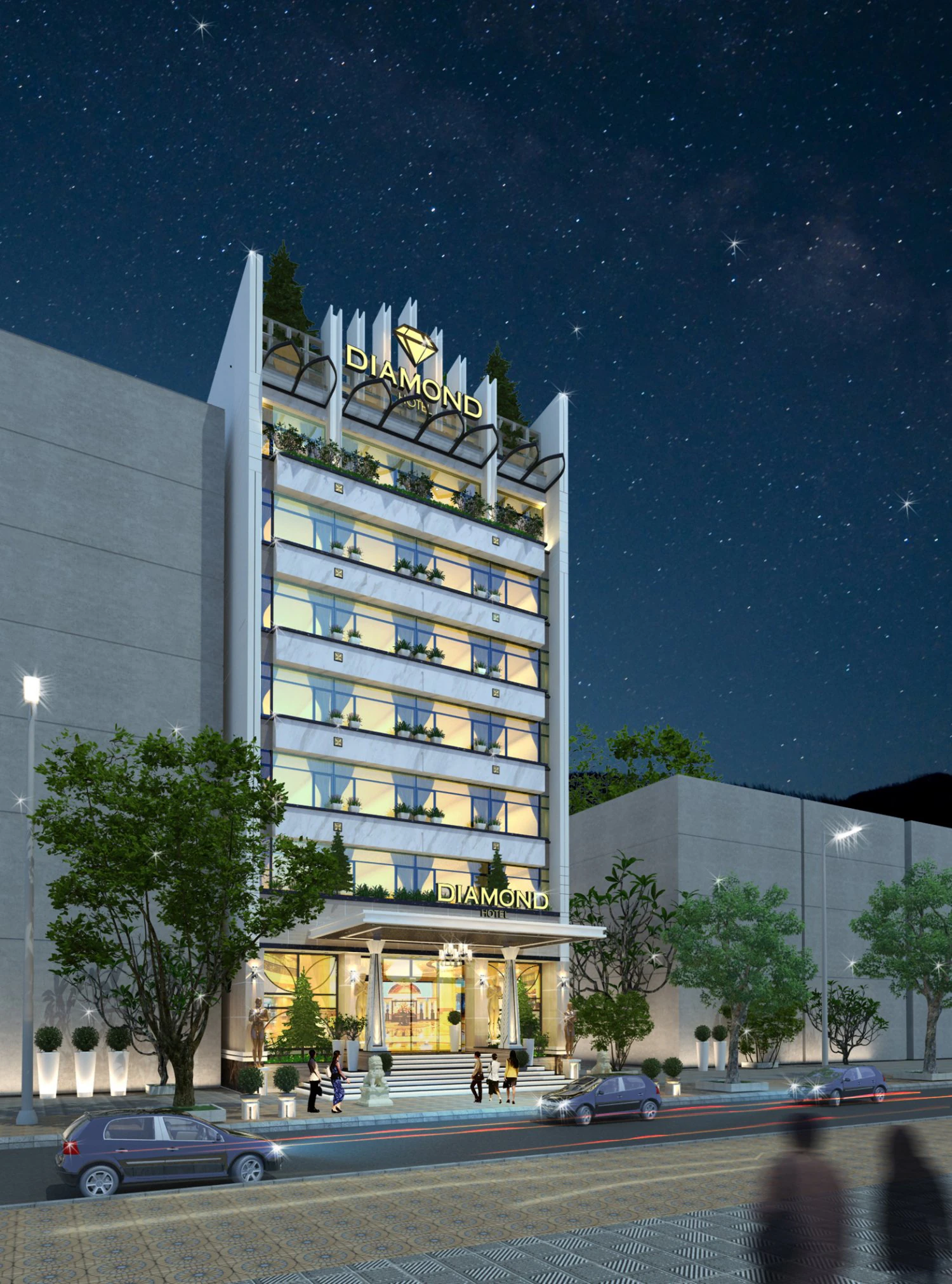 Hotel tropical 3D Model .c4d .max .obj .3ds .fbx .stl .blend