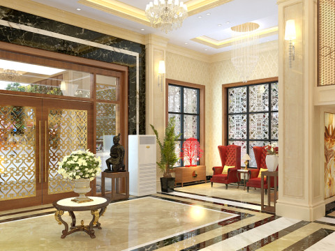 Reception restaurant tropical 3D 模型