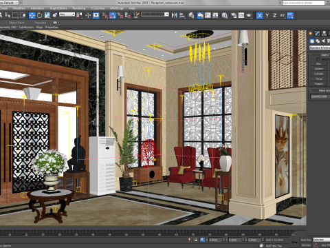 Reception restaurant tropical 3D 模型
