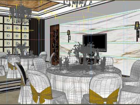 Restaurant room luxury 1 3D Model