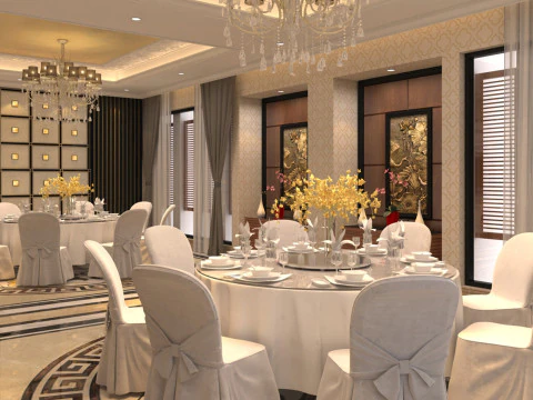 Sala de restaurante luxo 2 Modelo 3D