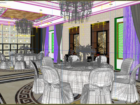 Sala de restaurante luxo 2 Modelo 3D