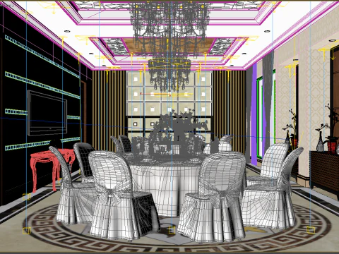Sala de restaurante luxo 2 Modelo 3D