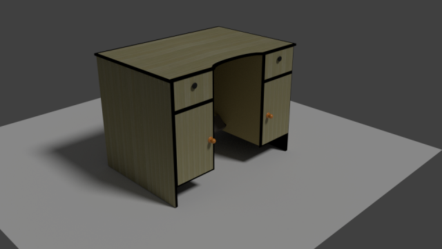 wooden desk 3D Model .c4d .max .obj .3ds .fbx .stl .blend 