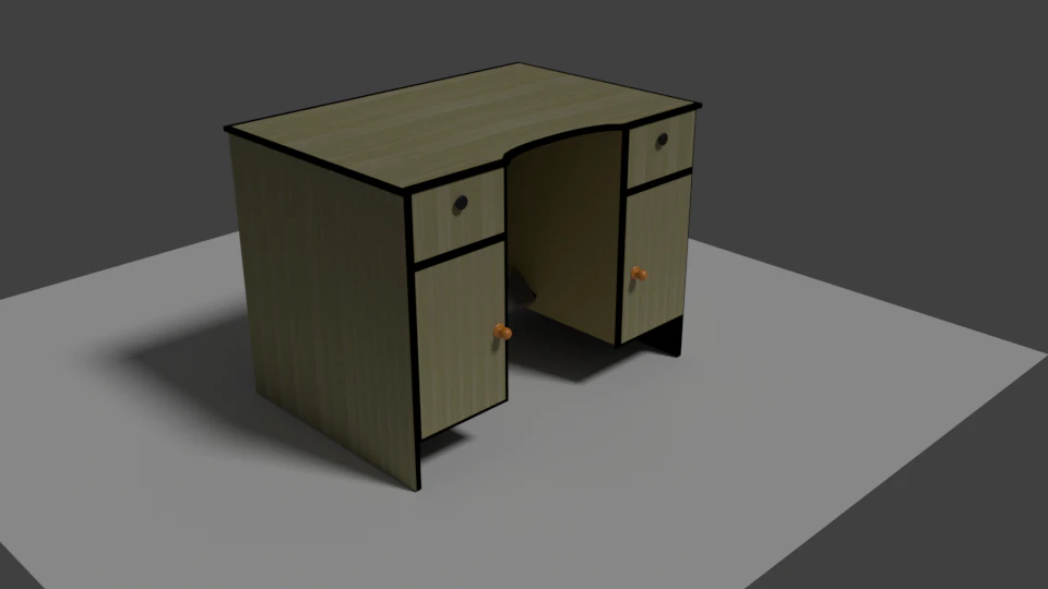 wooden desk 3D Model .c4d .max .obj .3ds .fbx .stl .blend