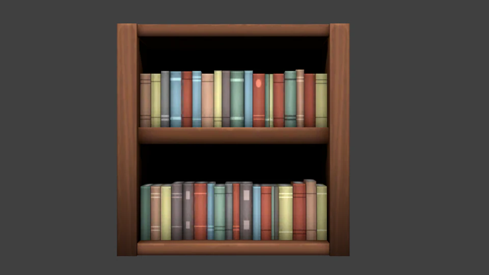 Low Poly Wooden Bookshelf 3D Model .c4d .max .obj .3ds .fbx .stl .blend 