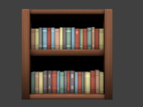 Low Poly Wooden Bookshelf 3D Model