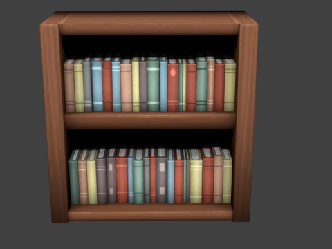 Low Poly Wooden Bookshelf Modelo 3D