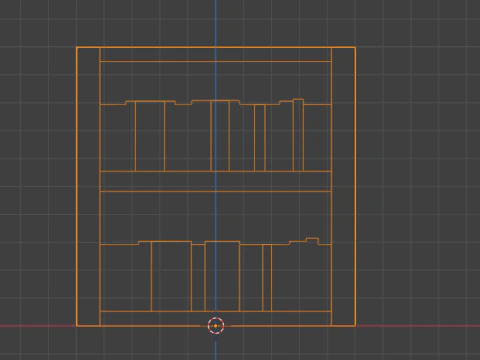 Low Poly Wooden Bookshelf 3D Model