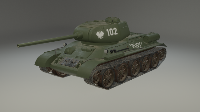T-34-85 RUDY Model 3D .c4d .max .obj .3ds .fbx .stl .blend 