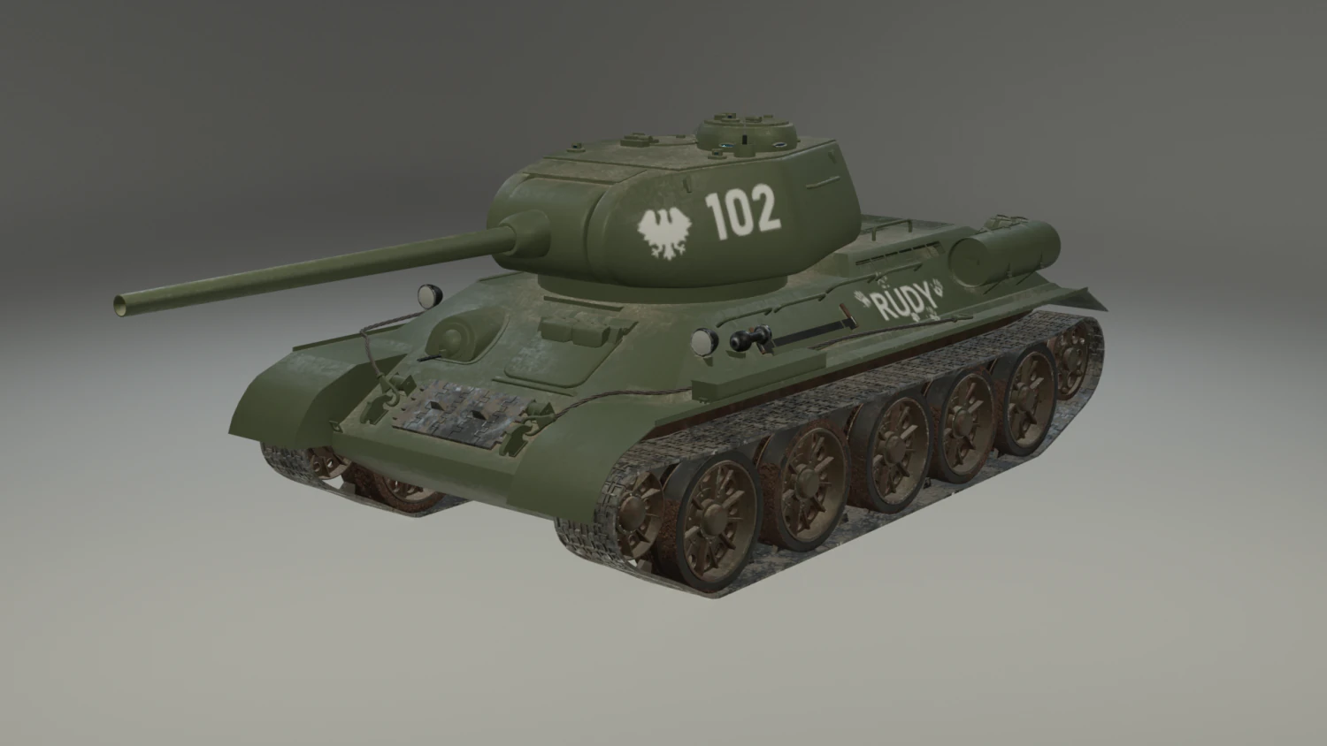 T-34-85 RUDY 3D Model .c4d .max .obj .3ds .fbx .stl .blend 