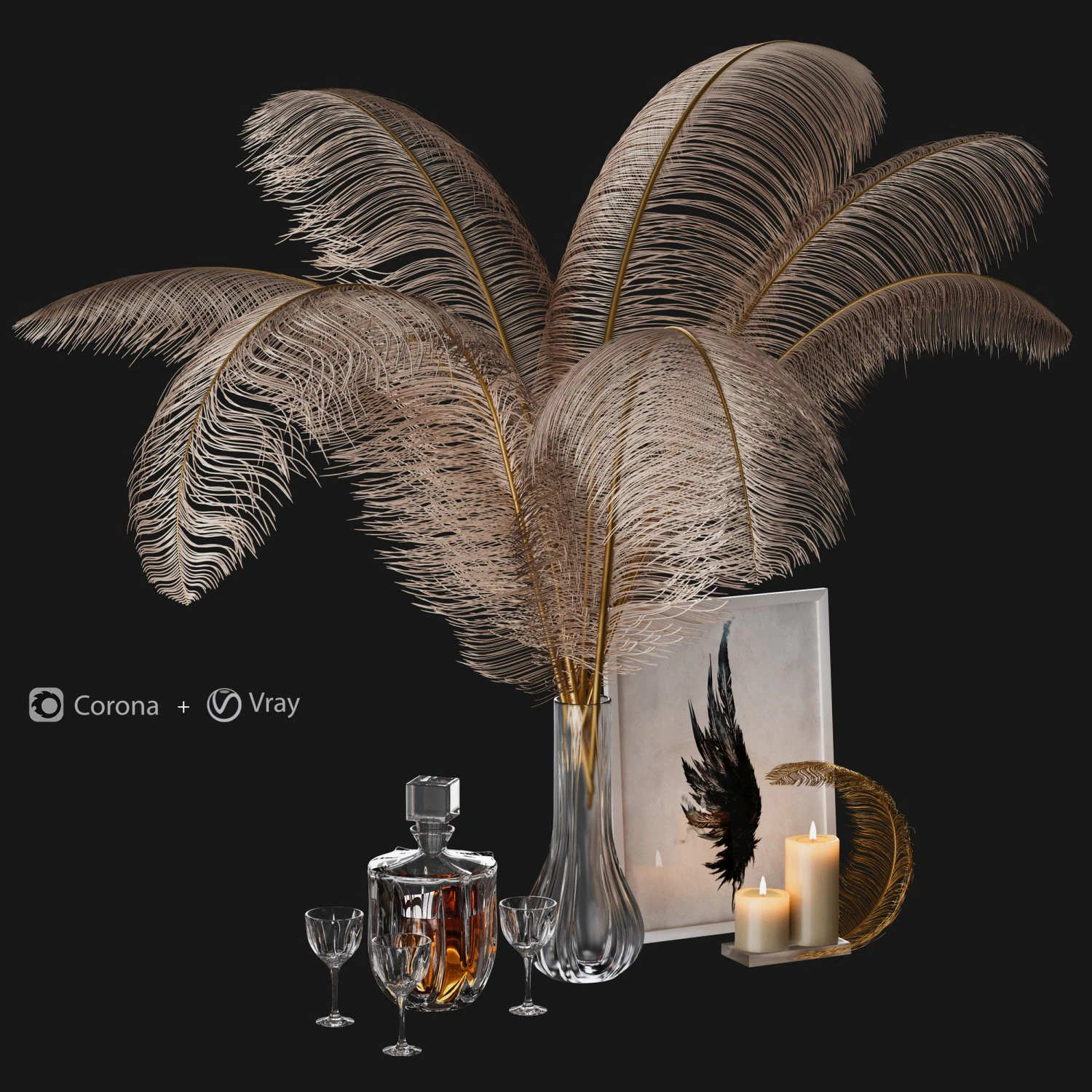 decorative set corona vray 3D Model .c4d .max .obj .3ds .fbx .stl .blend 