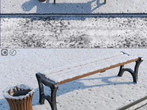 snow bench and sidewalk and street 3D Model