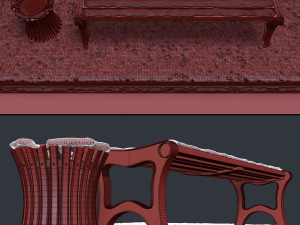 snow bench and sidewalk and street 3D 模型