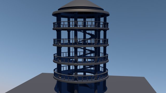 Antique tower Model 3D .c4d .max .obj .3ds .fbx .stl .blend 